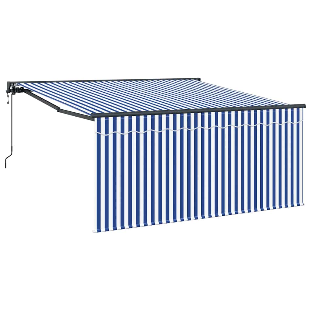 Retractable Awning Blue and white 300 x 250 cm Fabric