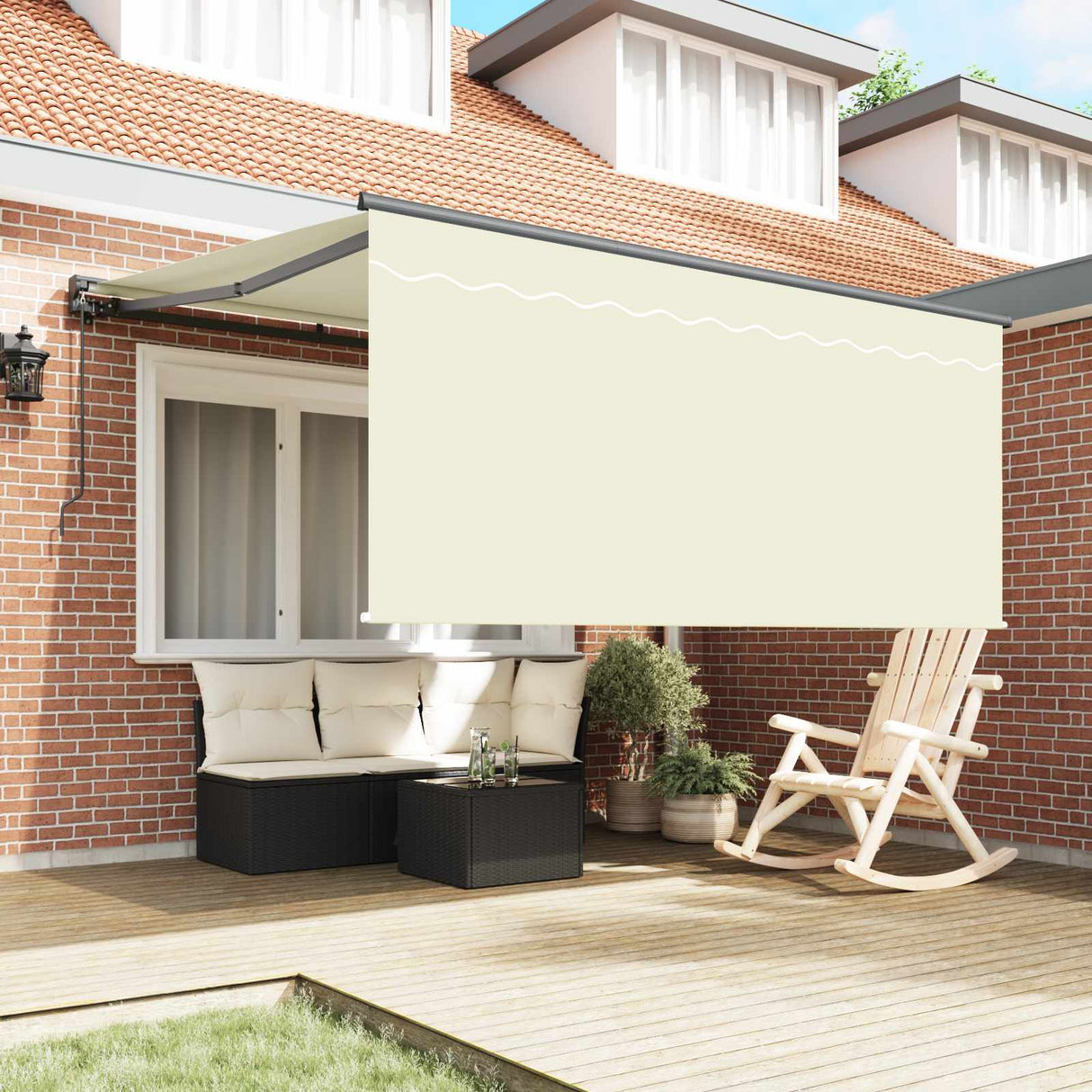 Retractable Awning Cream 300 x 250 cm Polyester and Aluminium