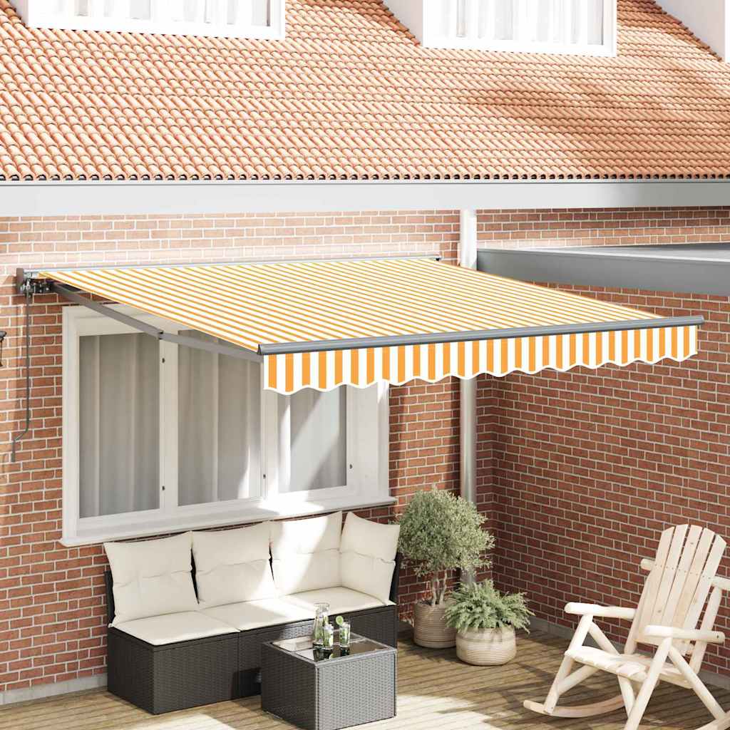 Retractable Awning Manual Yellow and White 300x250 cm Fabric