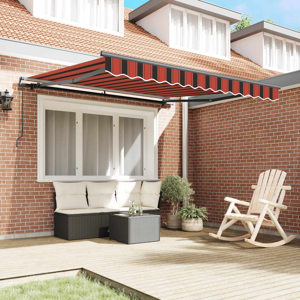Retractable Awning Manual Orange and brown 300 x 250 cm