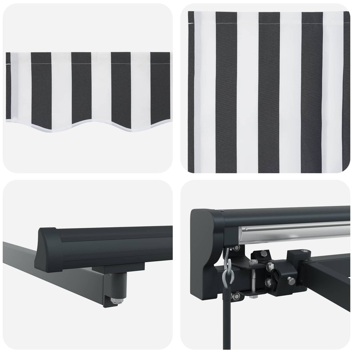 Retractable Awning Manual Anthracite and White 300 x 250 cm