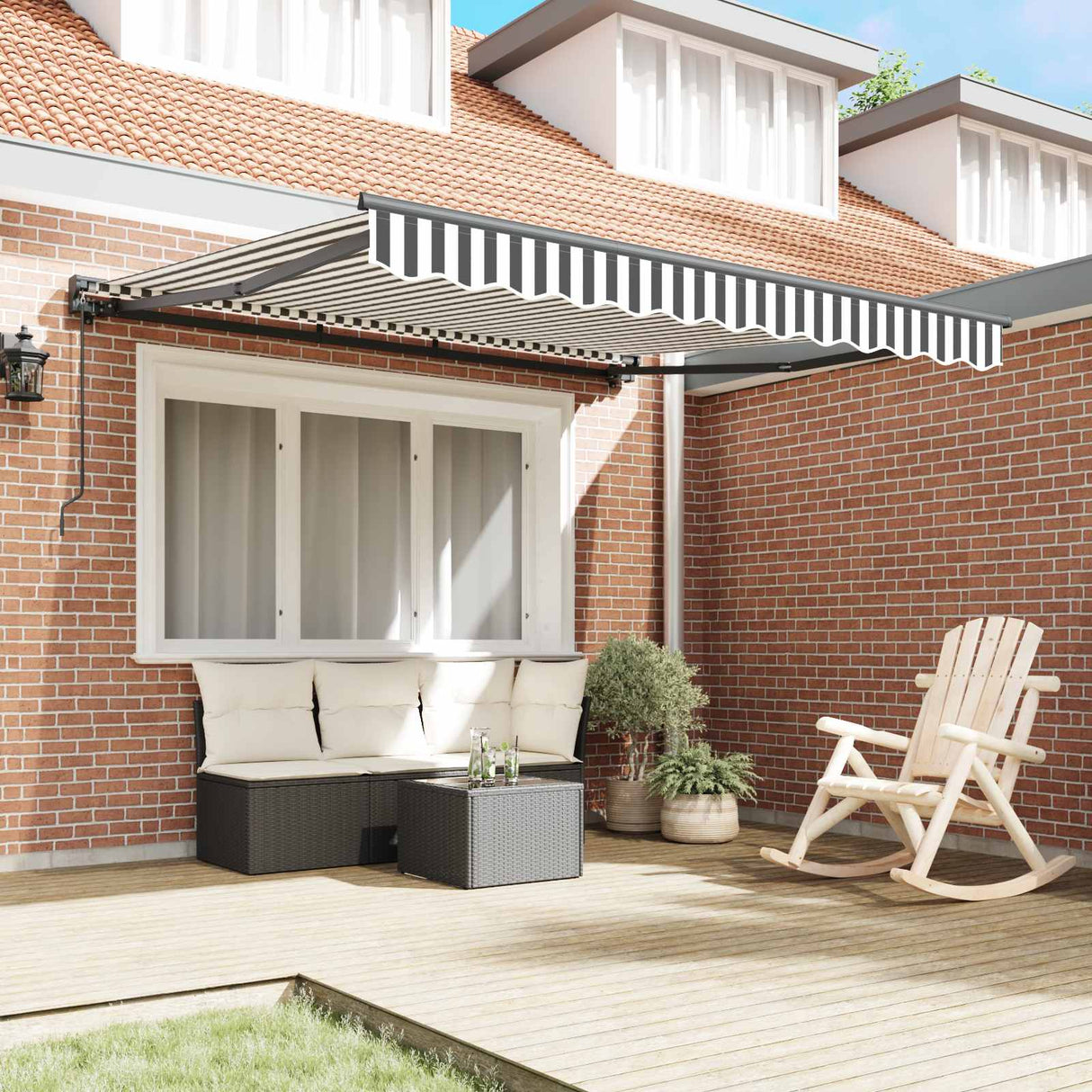 Retractable Awning Manual Anthracite and White 300 x 250 cm
