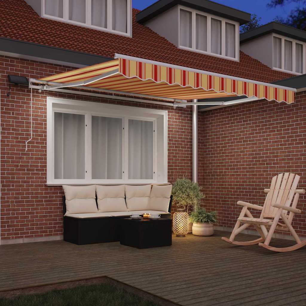 Retractable Awning with Yellow and orange 300 x 250 cm Fabric