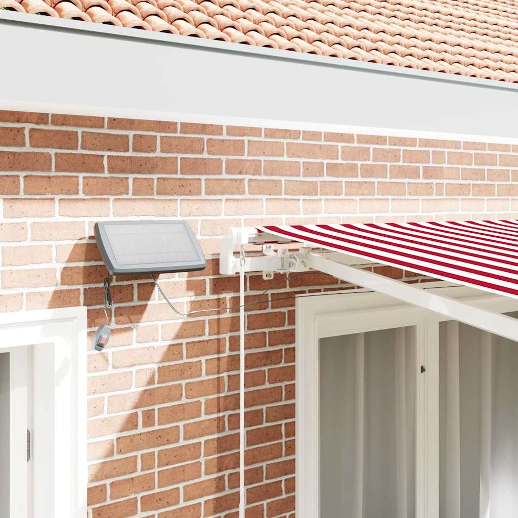 Retractable Awning with Red and white 300 x 250 cm Fabric