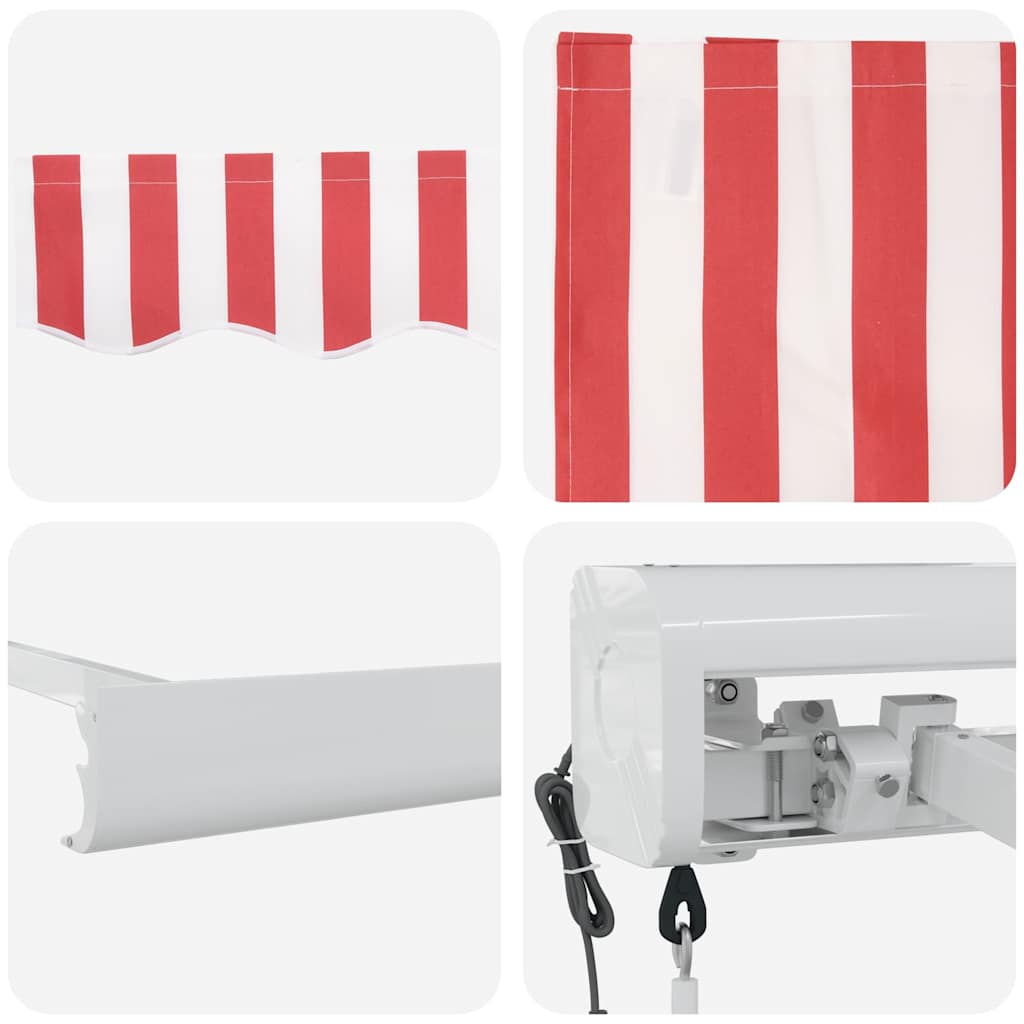 Retractable Awning Red and white 300 x 250 cm Fabric and Metal
