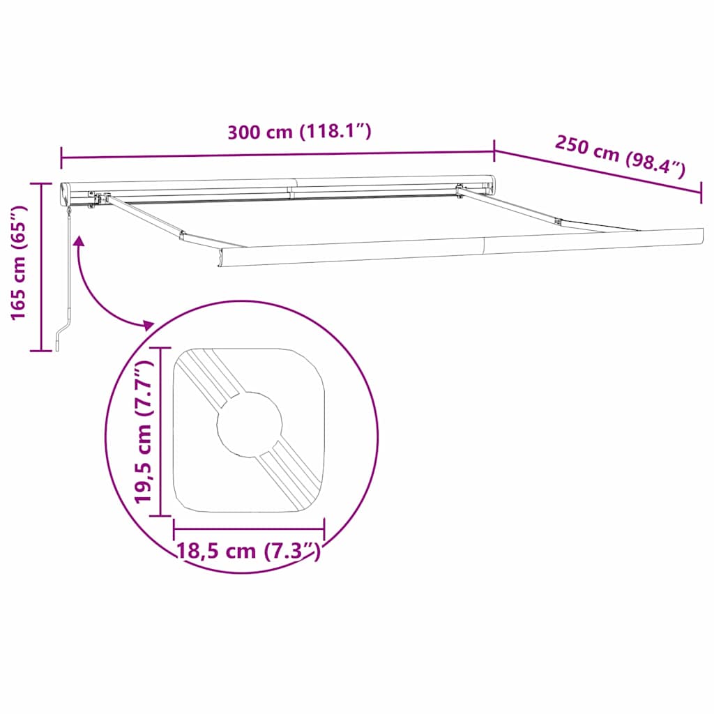 Retractable Awning Red and White 300 x 250 cm Fabric and Metal