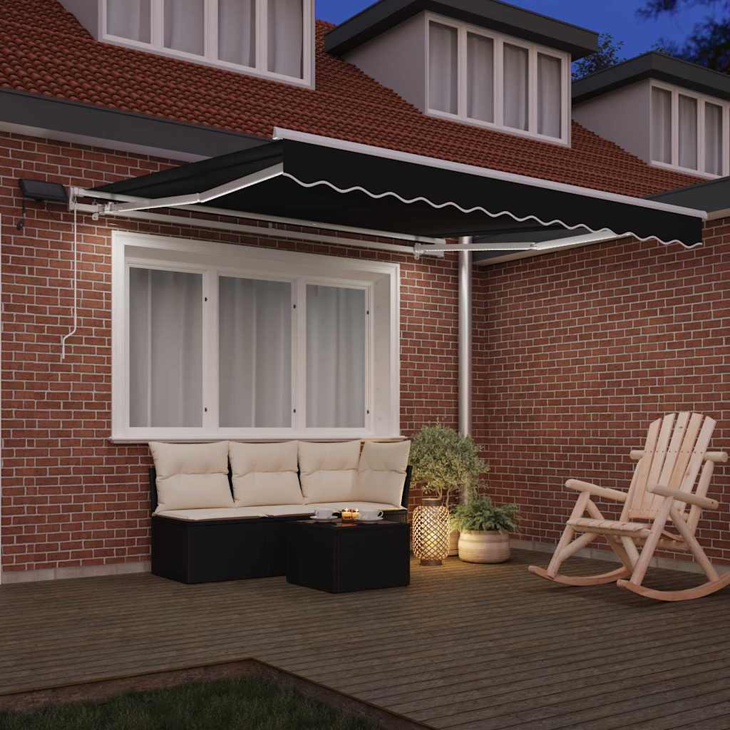 Retractable Awning with Manual Black 300 x 250 cm Fabric