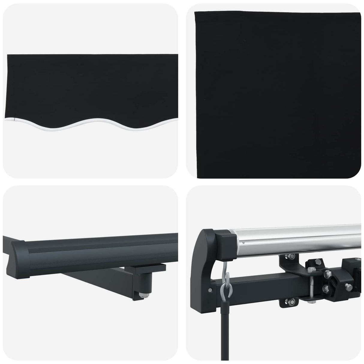 Retractable Awning Black 300 x 250 cm Polyester and Steel