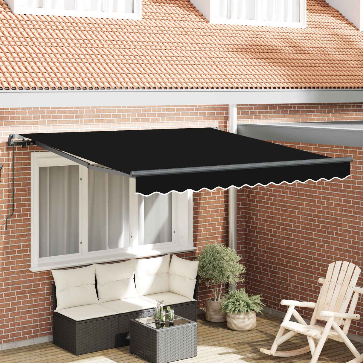 Retractable Awning Black 300 x 250 cm Polyester and Steel