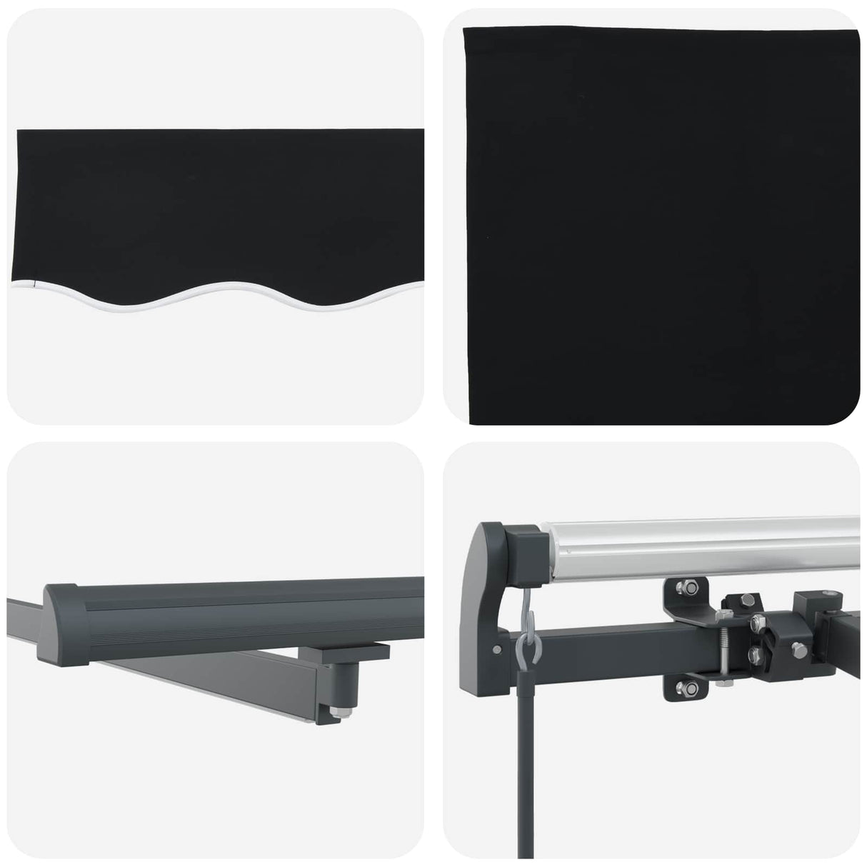 Retractable Awning Manual Black 300 x 250 cm Fabric