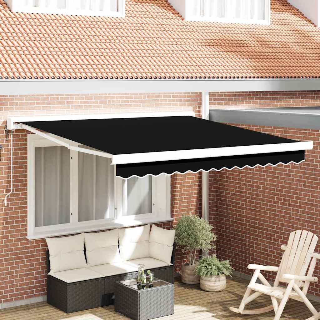 Retractable Awning Manual Black 300 x 250 cm Fabric and Metal