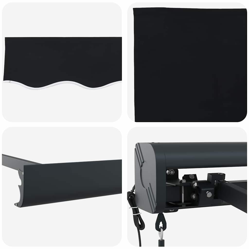 Retractable Awning Manual Black 300 x 250 cm Fabric and Metal
