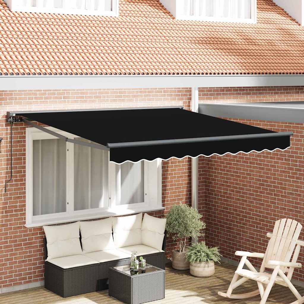 Retractable Awning Manual Black 300x250 cm Fabric