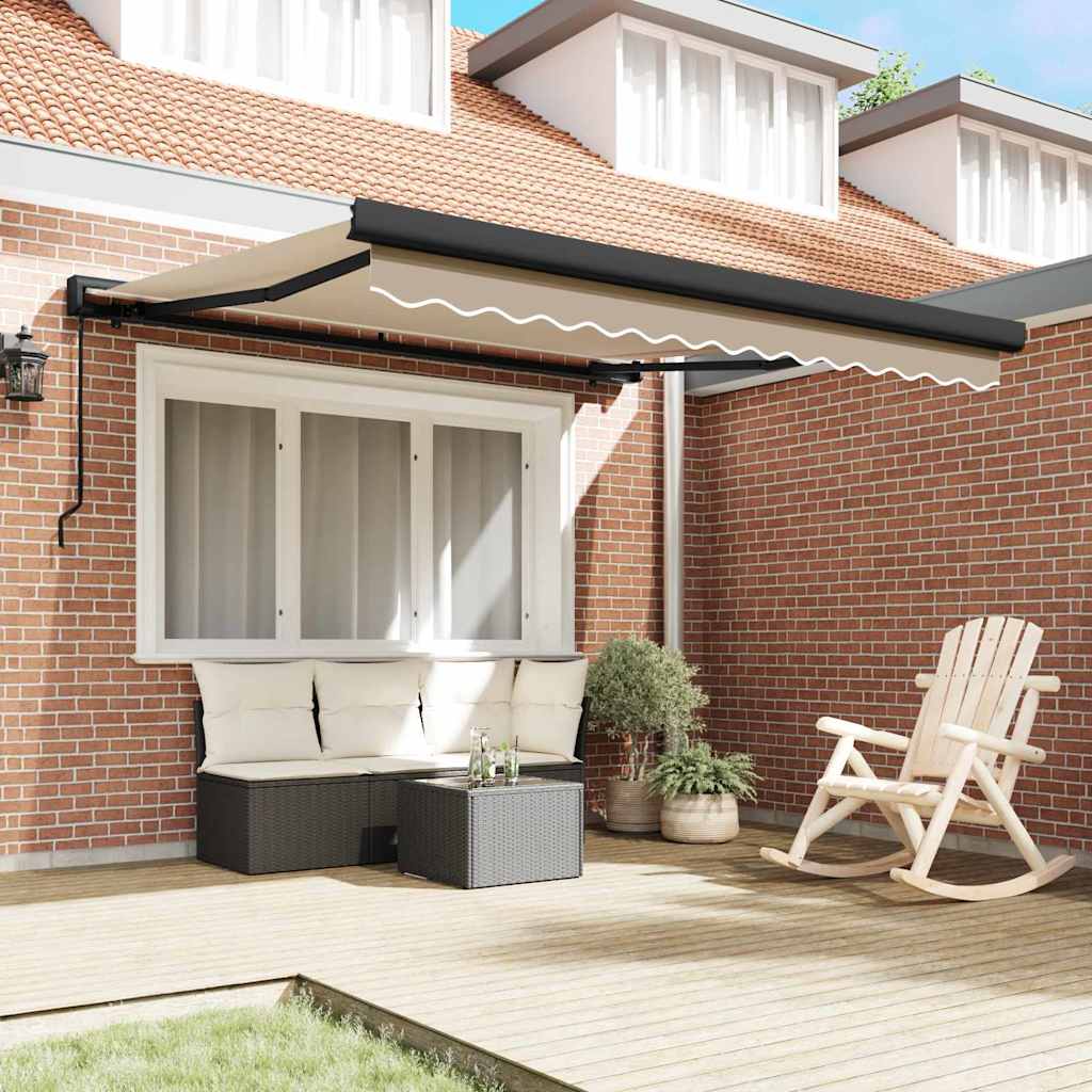Retractable Awning Beige 300 x 250 cm Fabric and Metal