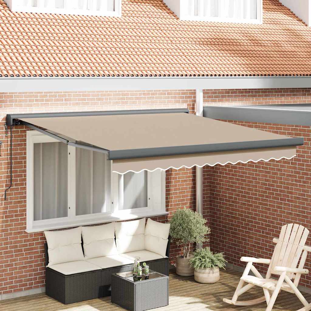Retractable Awning Manual Beige 300 x 250 cm Fabric and Metal