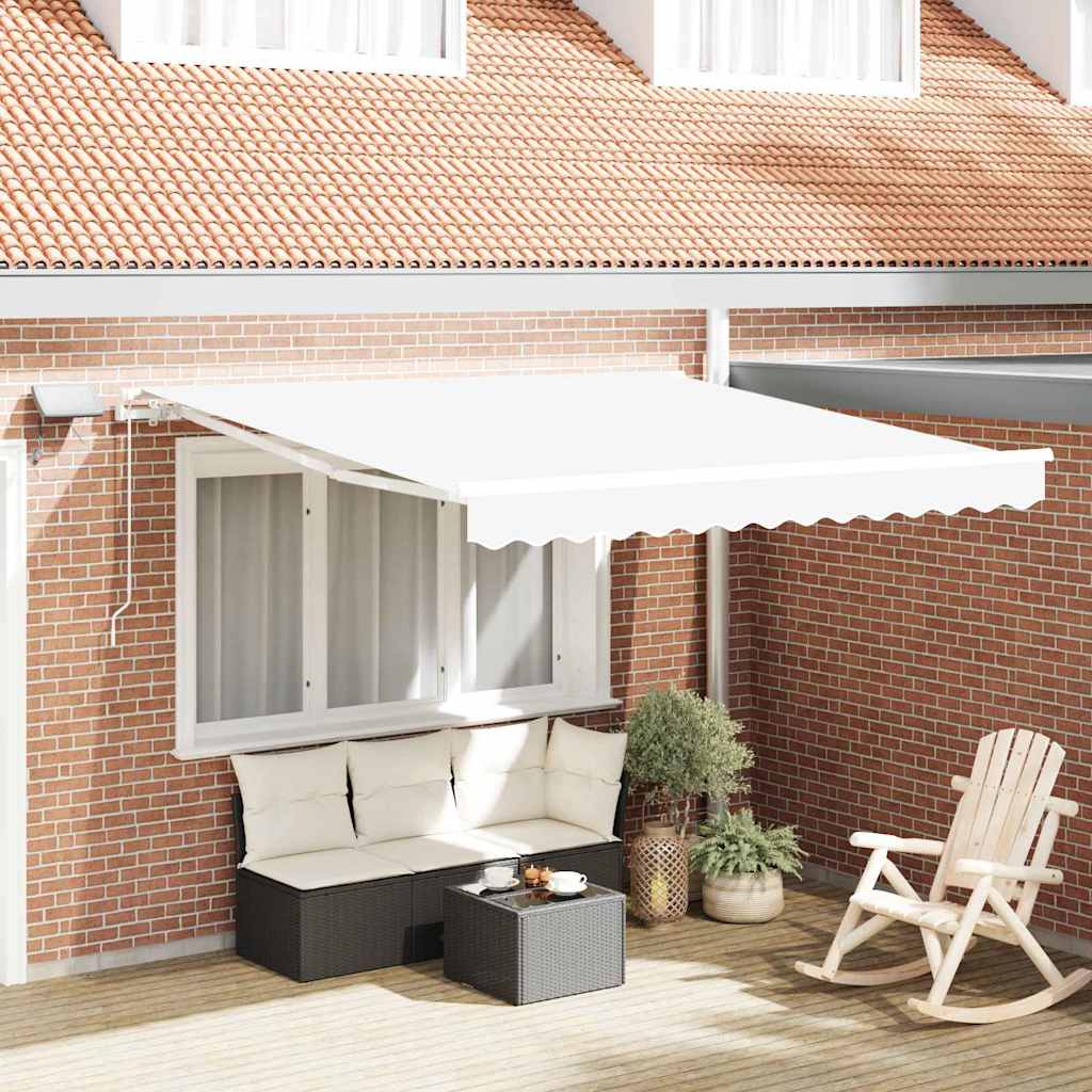 Retractable Awning with Manual White 300 x 250 cm Fabric