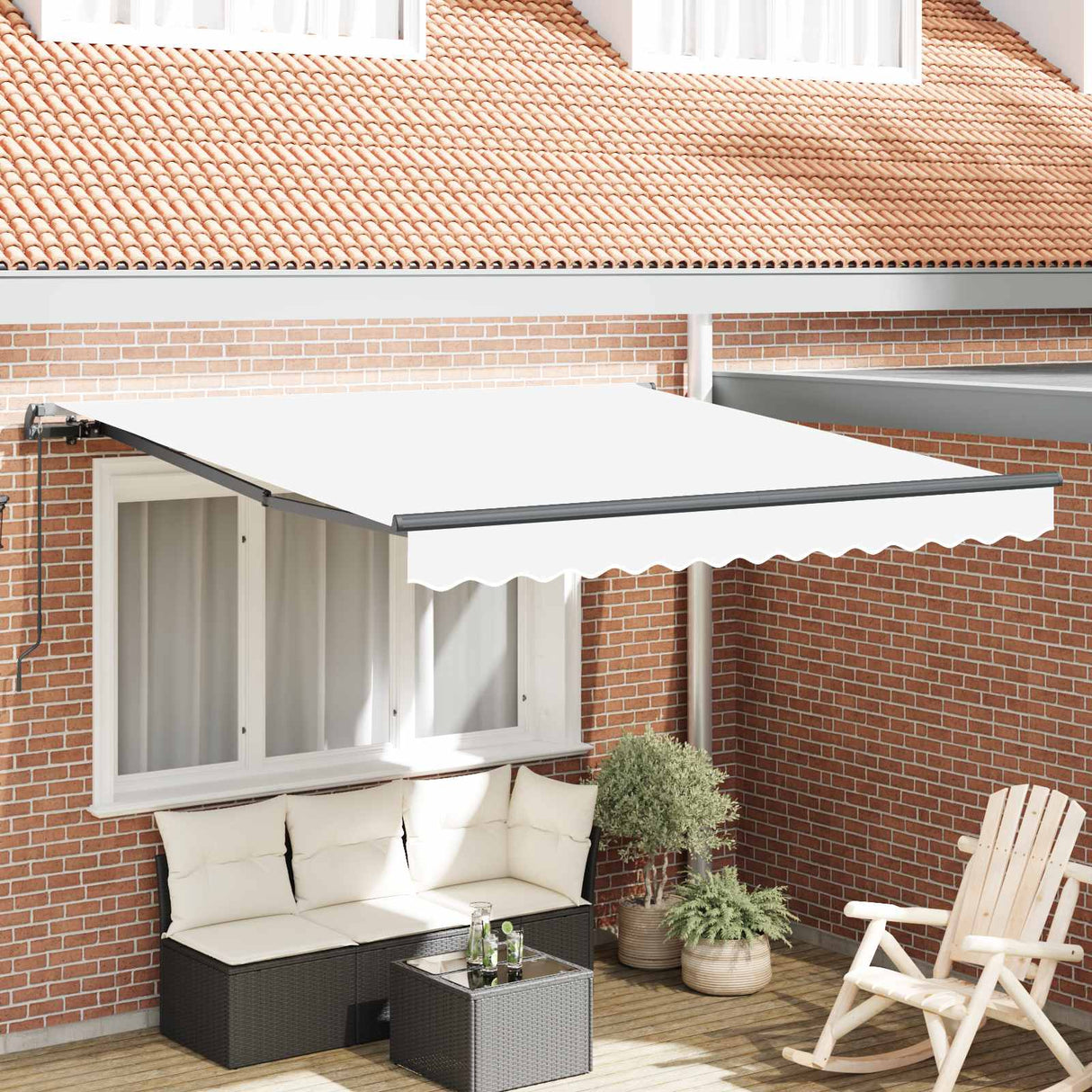 Retractable Awning White 300 x 250 cm Polyester and Steel