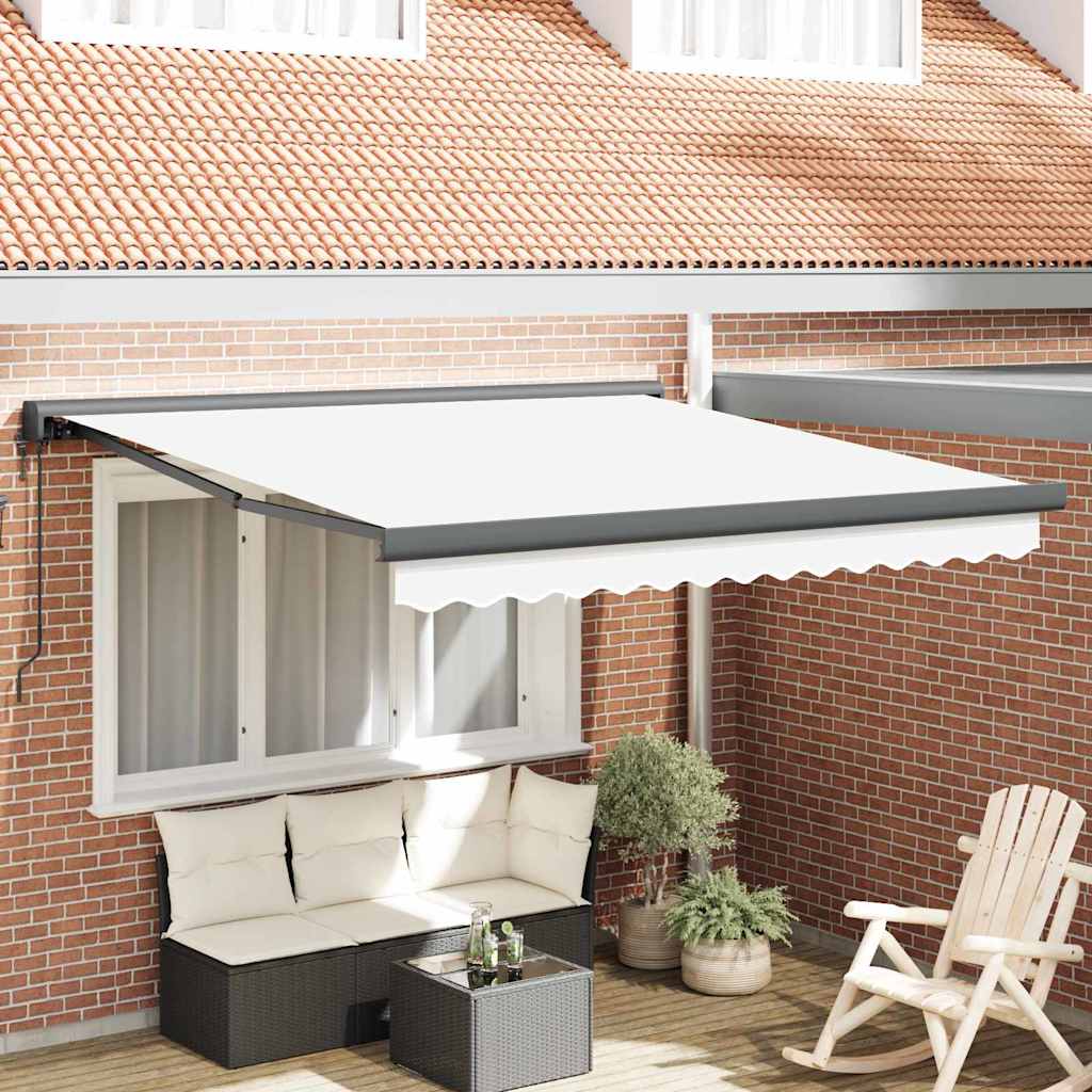 Retractable Awning Manual White 300 x 250 cm Fabric and Metal