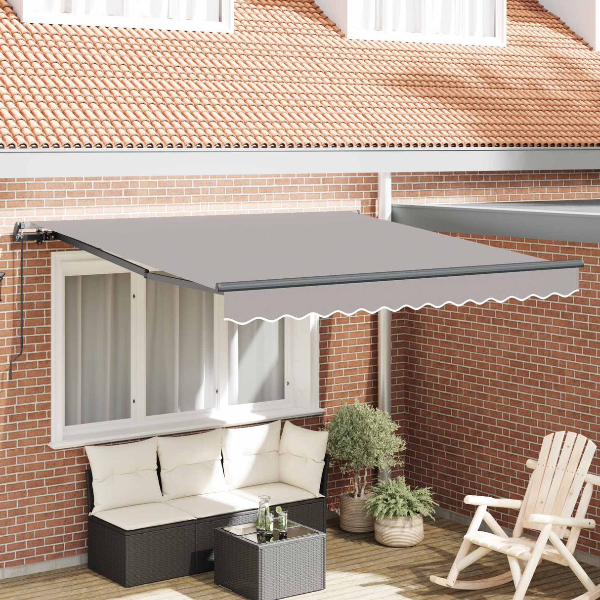 Retractable Awning Light Grey 300 x 250 cm Polyester and Steel