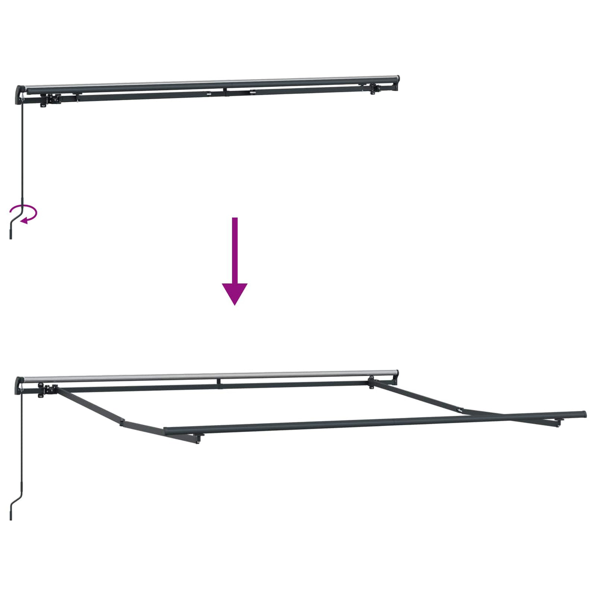 Retractable Awning Light Grey 300 x 250 cm Polyester and Steel