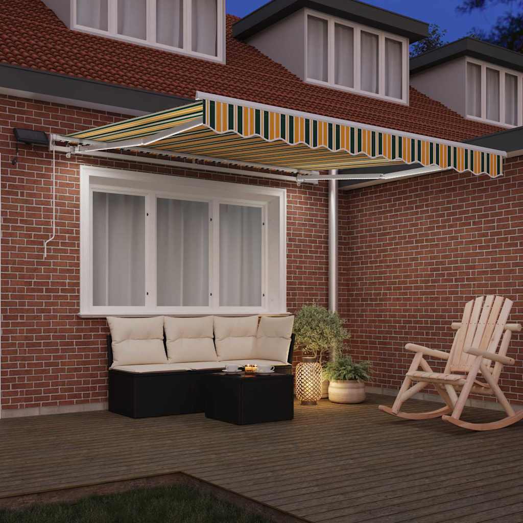 Retractable Awning with Green and yellow 300 x 250 cm Fabric