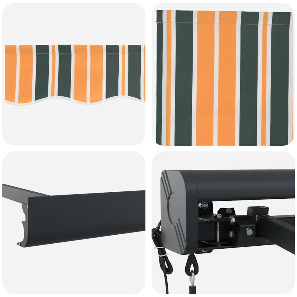 Retractable Awning Manual Green and yellow 300 x 250 cm