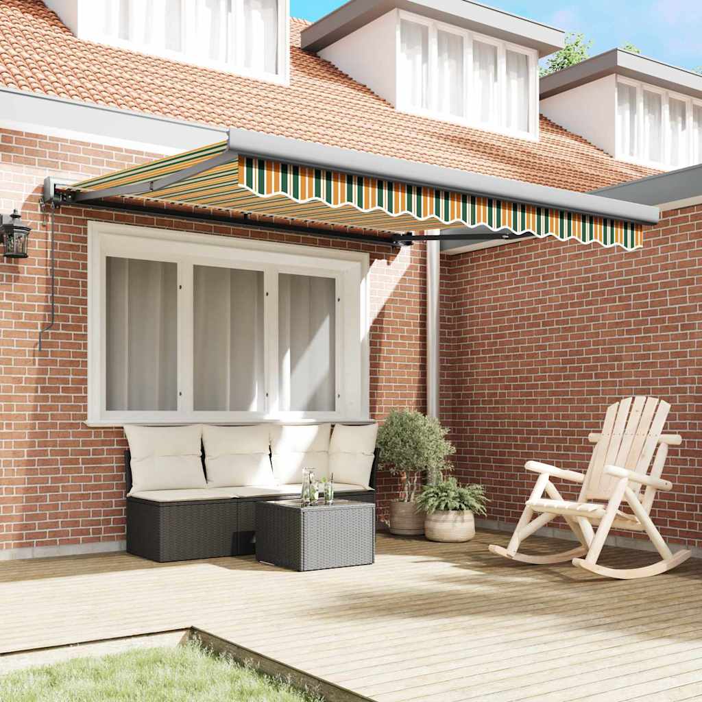 Retractable Awning Manual Green and yellow 300 x 250 cm