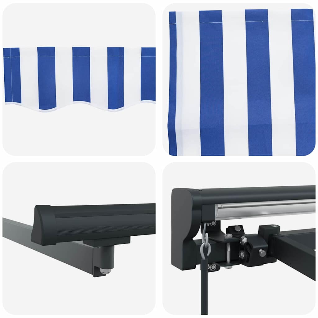 Retractable Awning Manual Blue and anthracite 350 x 250 cm