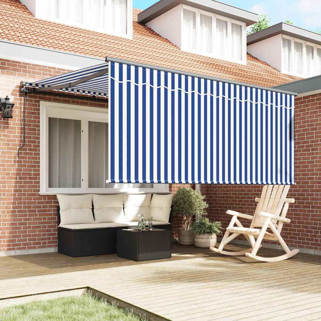Retractable Awning Manual Blue and anthracite 350 x 250 cm