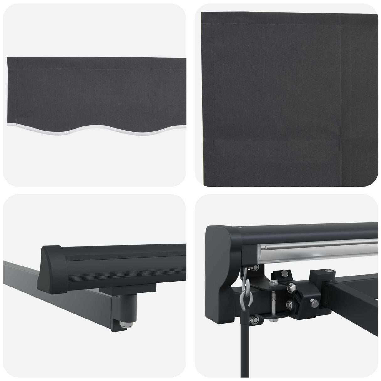 Retractable Awning Anthracite 350 x 250 cm Aluminium and Fabric