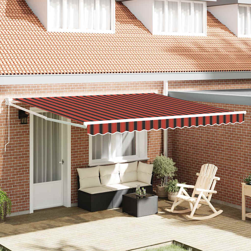 Awning Striped Red and black 3.5 x 2.5 m Polyester and metal