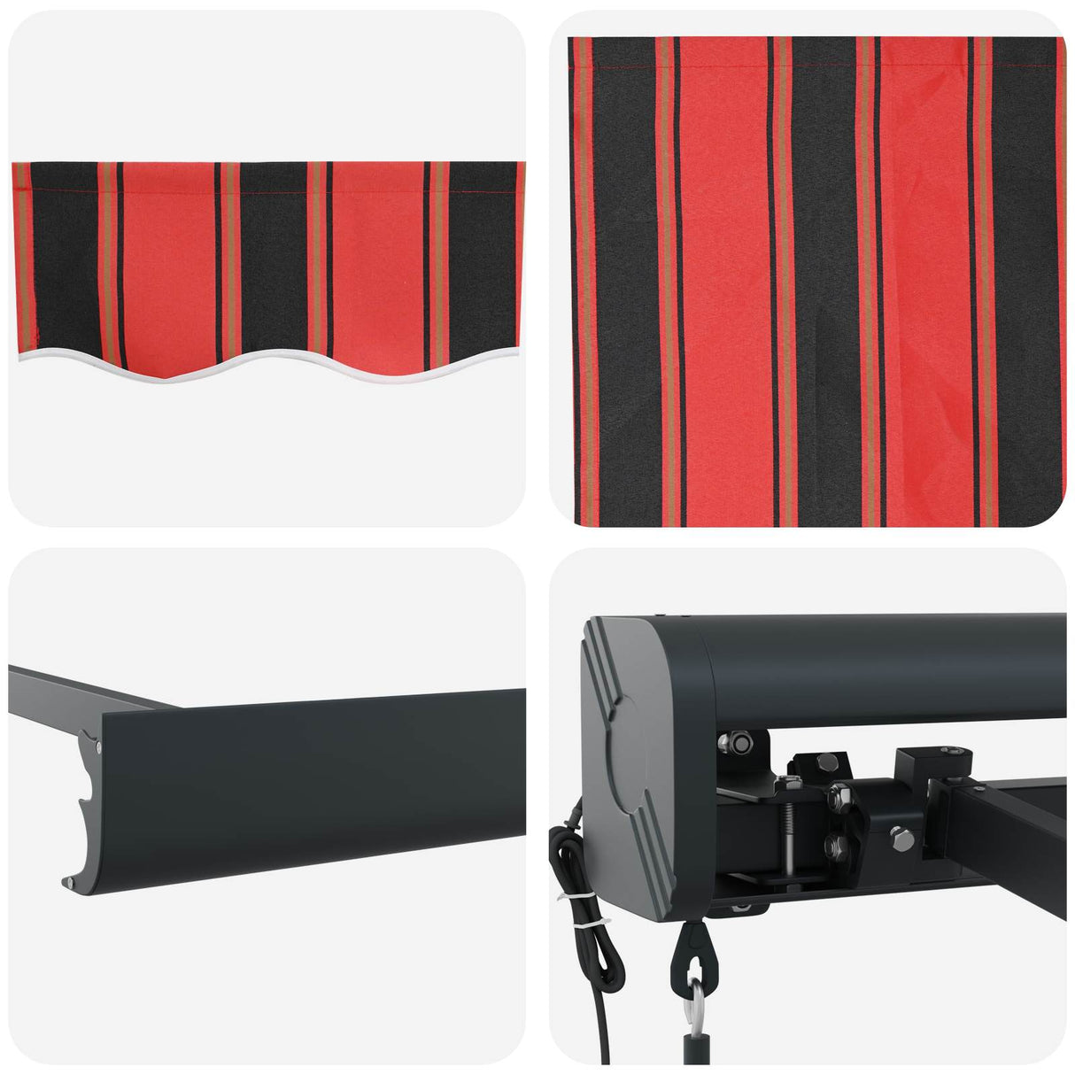 Retractable Awning Manual Red and Black 350 x 250 cm Fabric