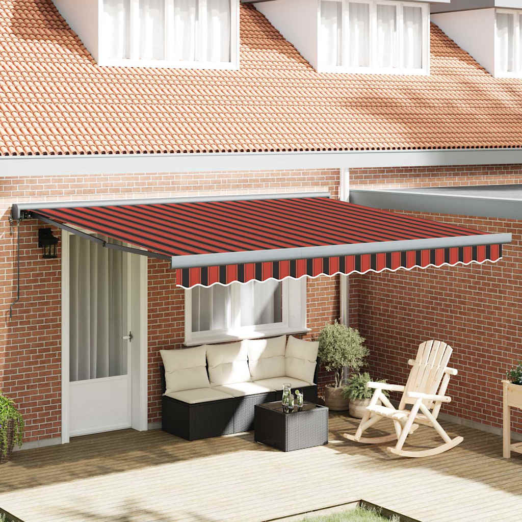 Retractable Awning Manual Red and black 350 x 250 cm Fabric