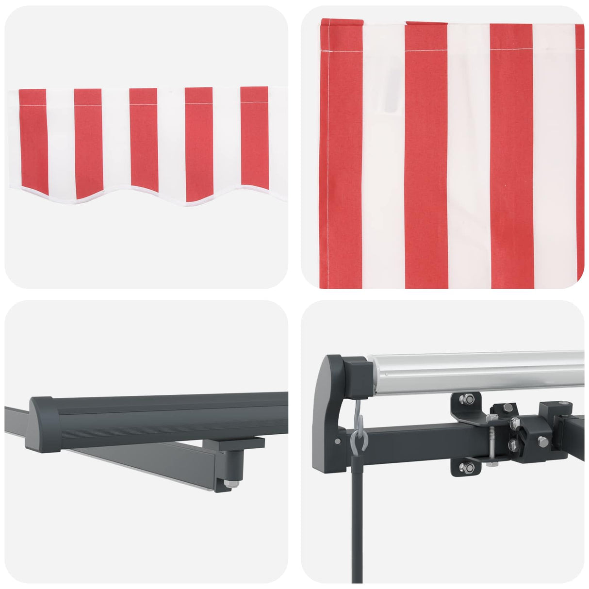 Retractable Awning Manual Red and white 350 x 250 cm Fabric