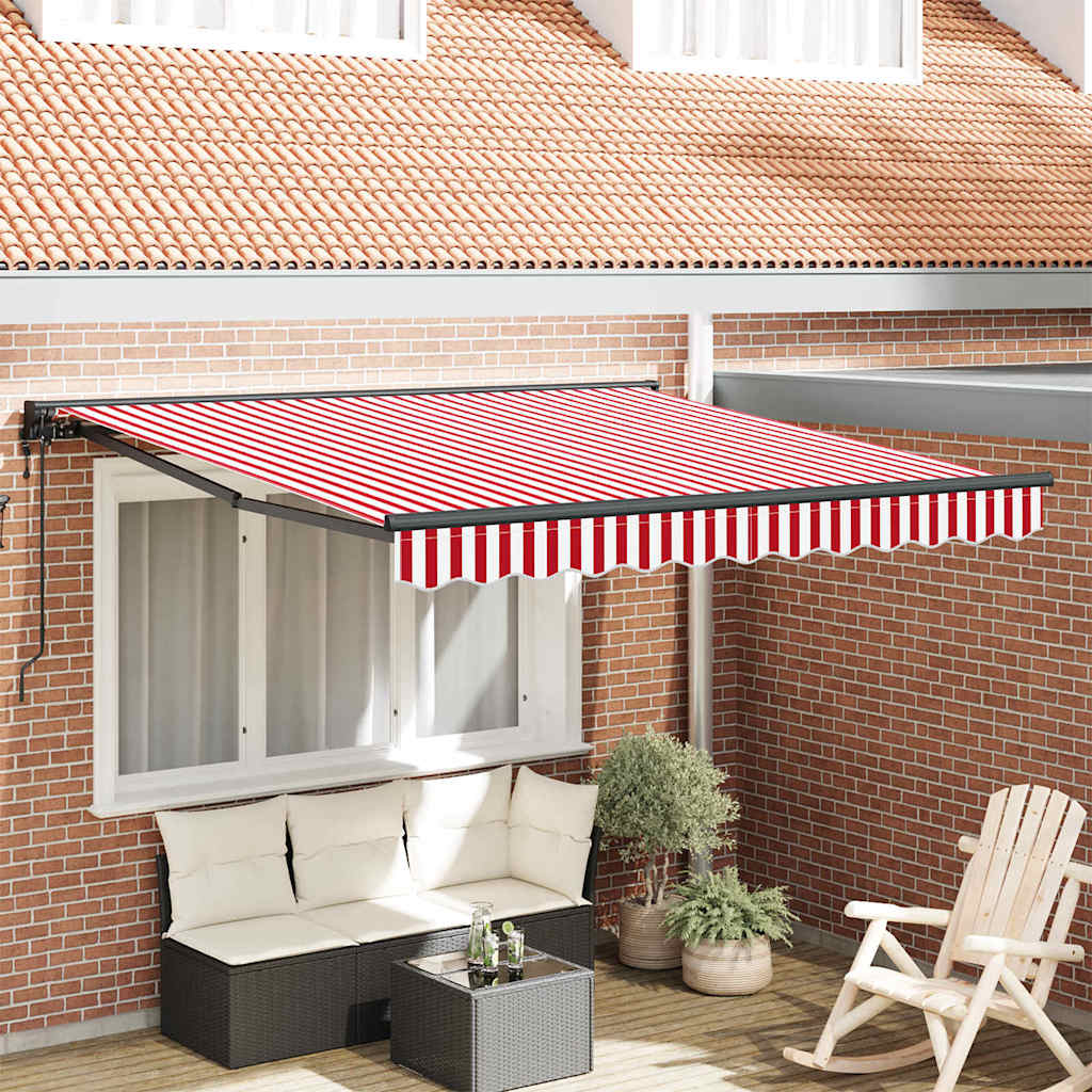 Retractable Awning Red and White Stripe 350x250 cm Fabric