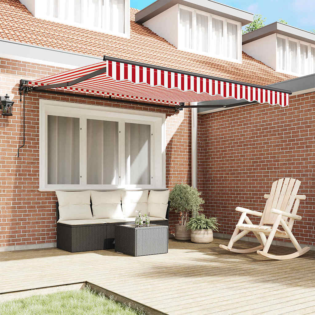 Retractable Awning Red and White Stripe 350x250 cm Fabric