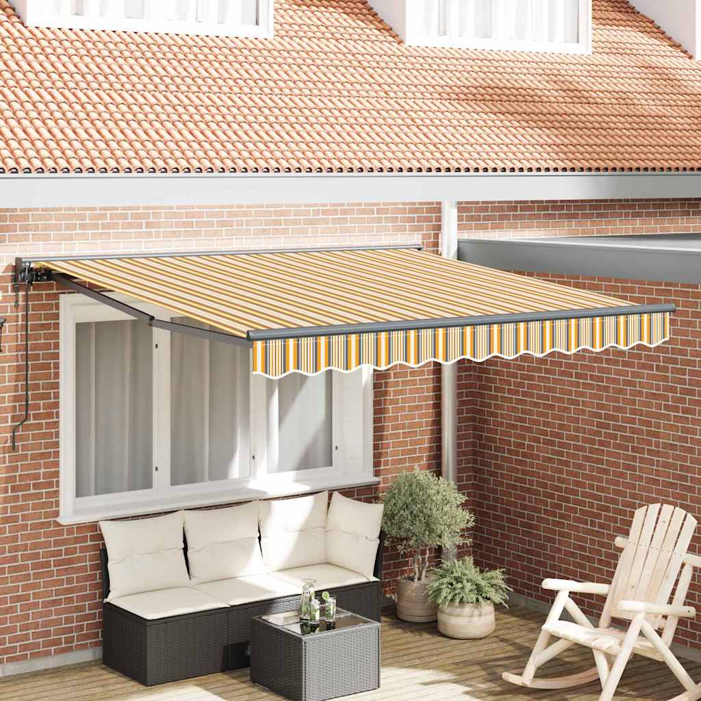 Retractable Awning Multicolour Stripe 350x250 cm Fabric