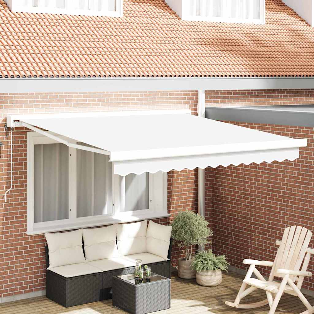 Retractable Awning Manual White 350 x 250 cm Fabric, Metal