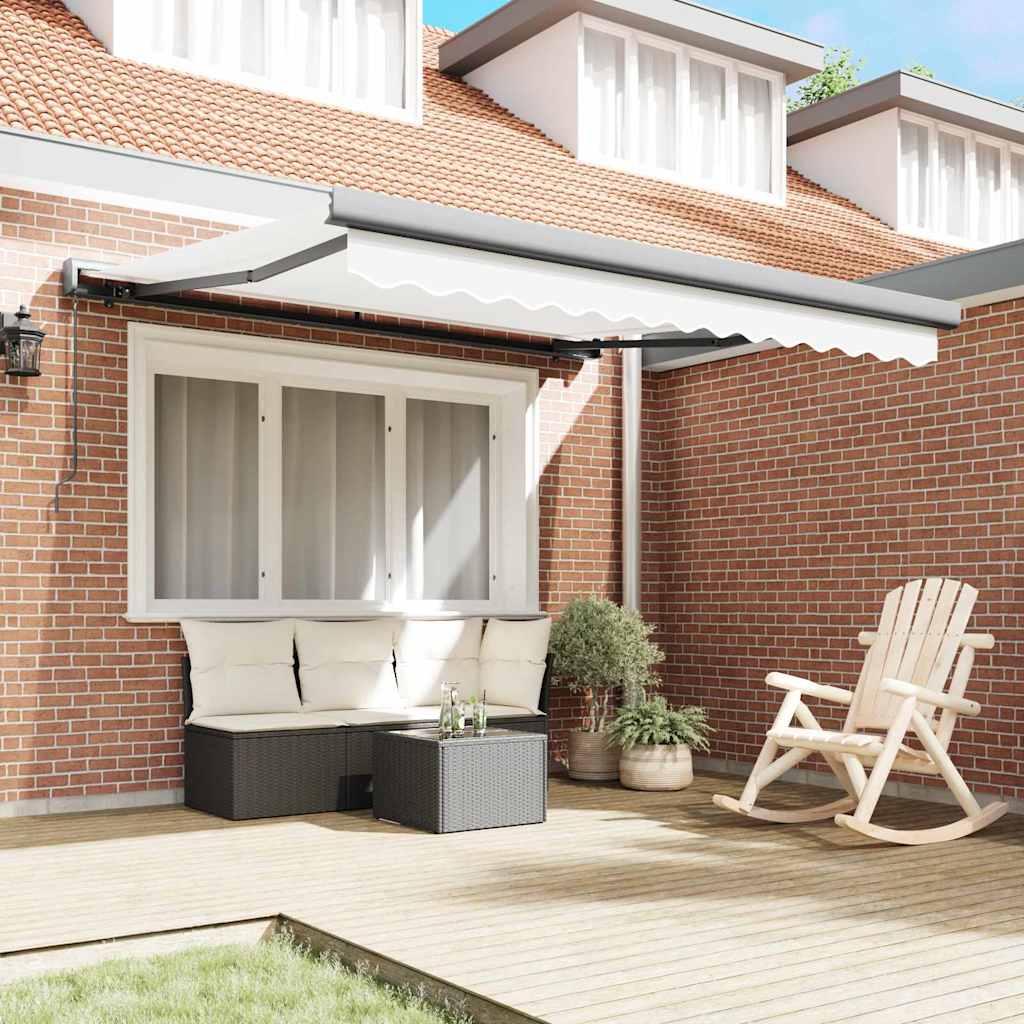 Retractable Awning White 350 x 250 cm Fabric and Metal