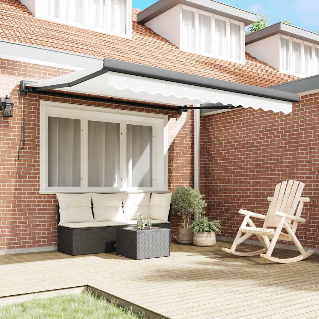 Retractable Awning Manual White 350 x 250 cm Fabric, Metal