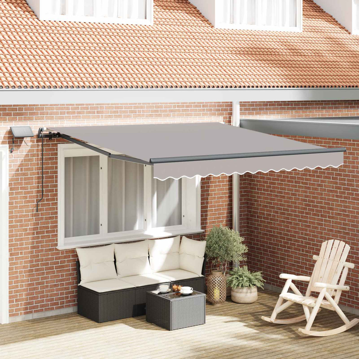 Retractable Awning Manual Light grey 350 x 250 cm Fabric