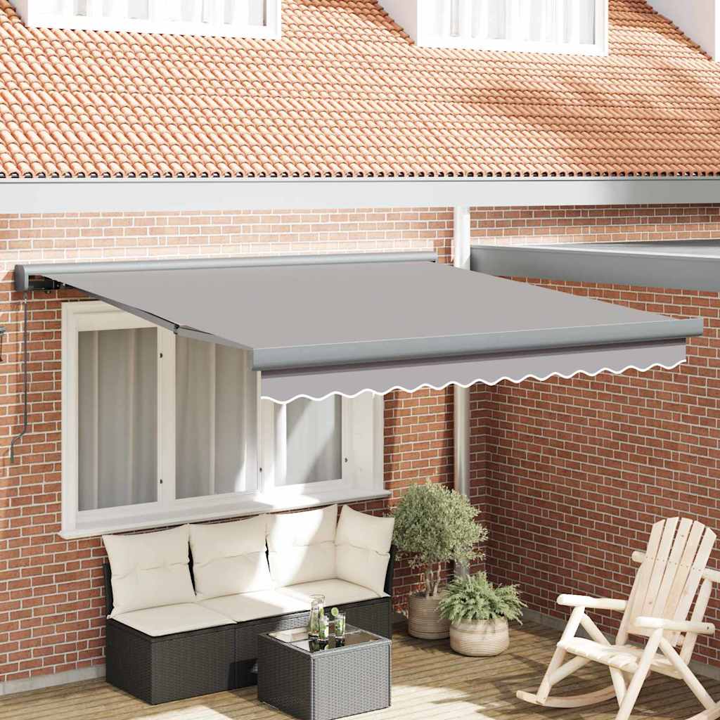 Retractable Awning Light Grey 350 x 250 cm Fabric and Metal