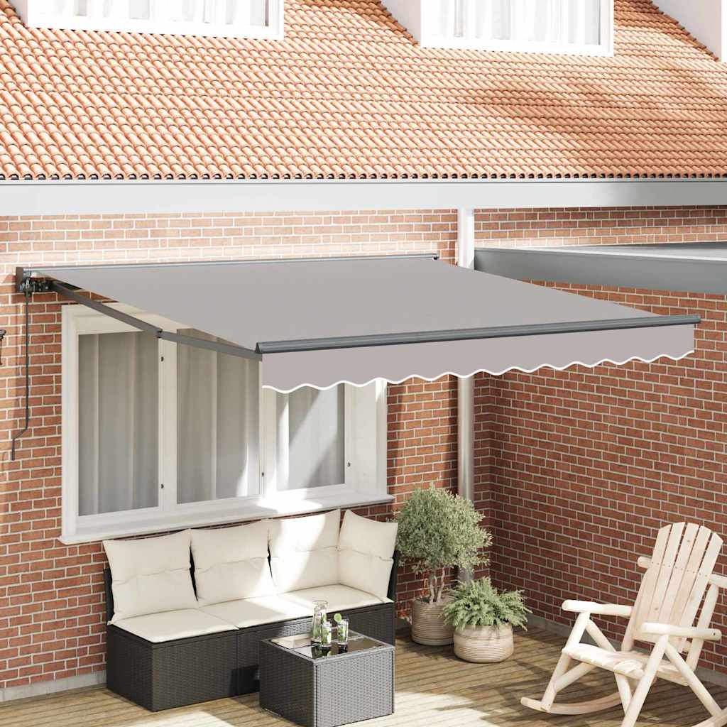 Retractable Awning Manual Light Grey 350x250 cm Fabric