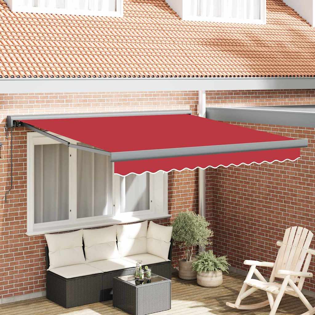 Retractable Awning Manual Red 350 x 250 cm Fabric, Metal