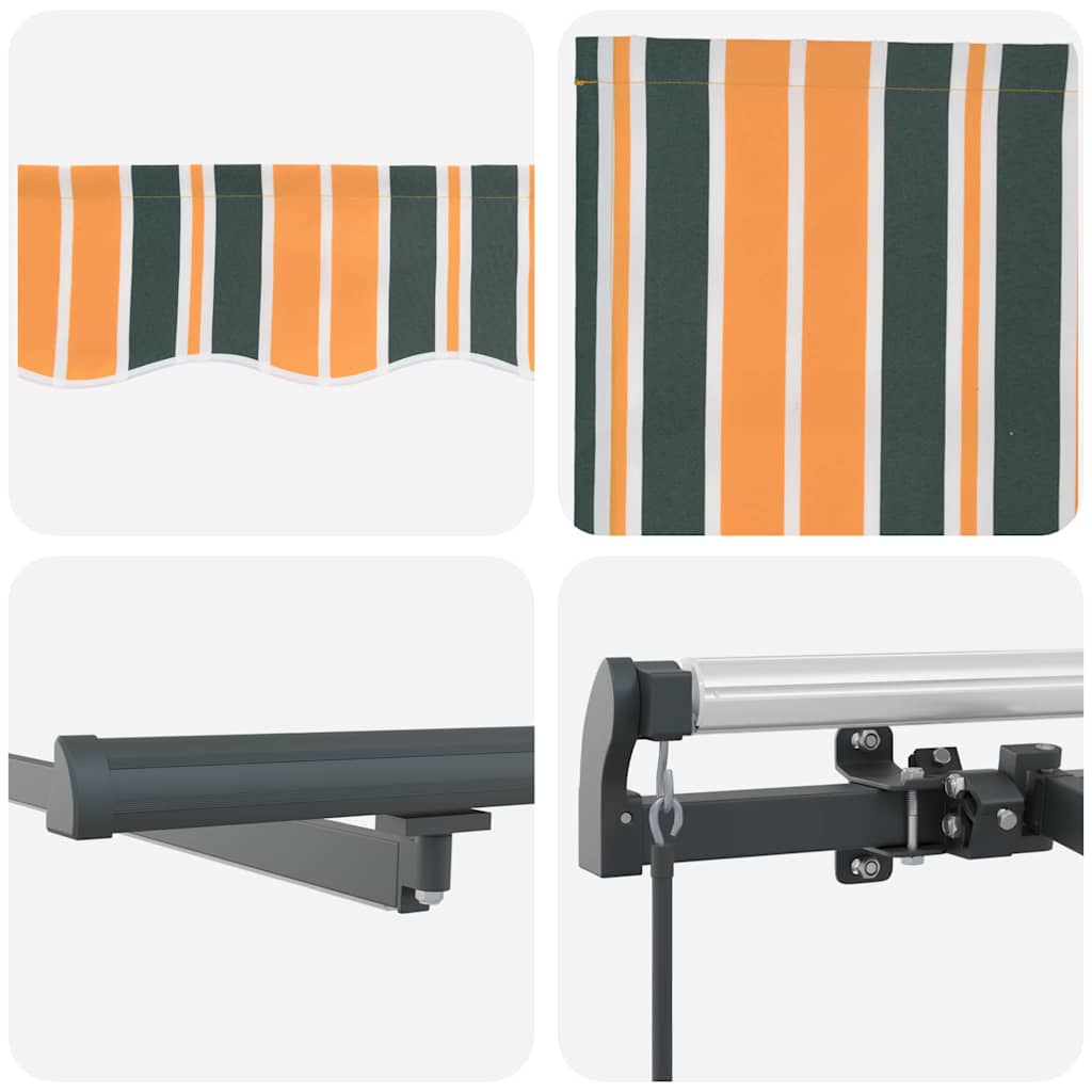 Retractable Awning Manual Green and yellow 350 x 250 cm Fabric