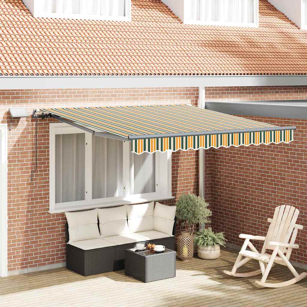 Retractable Awning Manual Green and yellow 350 x 250 cm Fabric