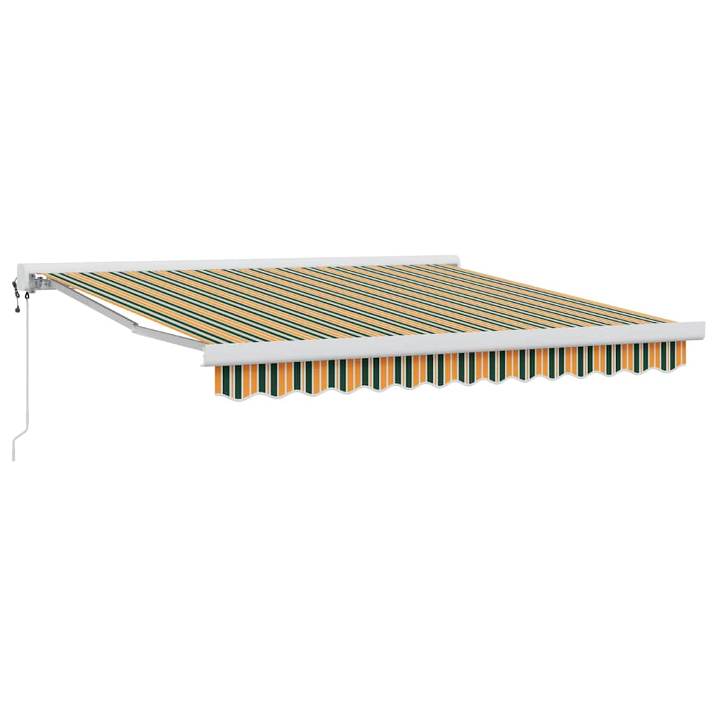 Retractable Awning Green and yellow 350 x 250 cm Fabric, Metal