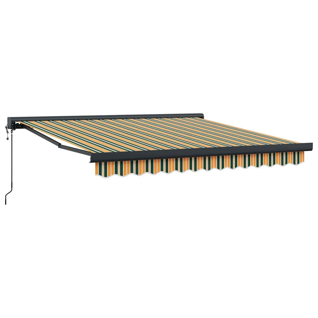 Retractable Awning Green and yellow 350 x 250 cm Fabric, Metal