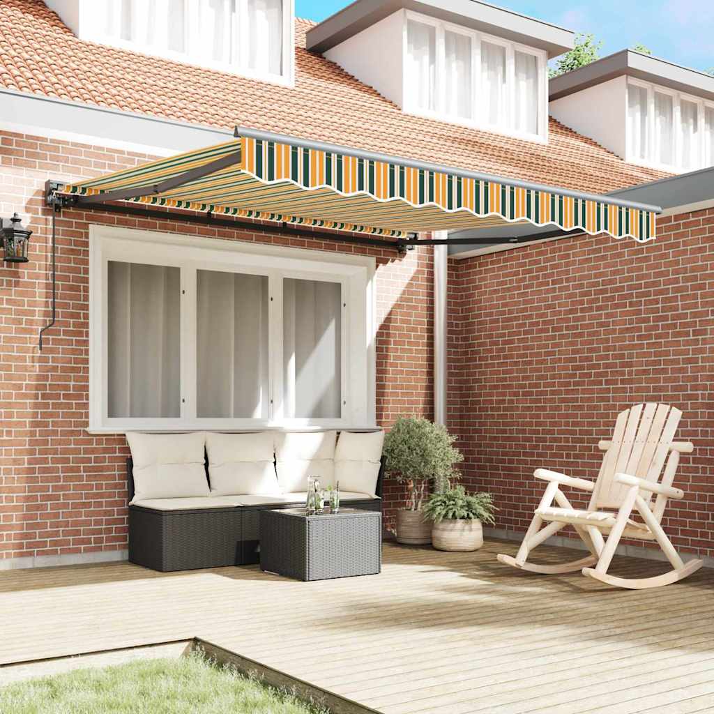 Retractable Awning Manual Green and Yellow 350x250 cm Fabric
