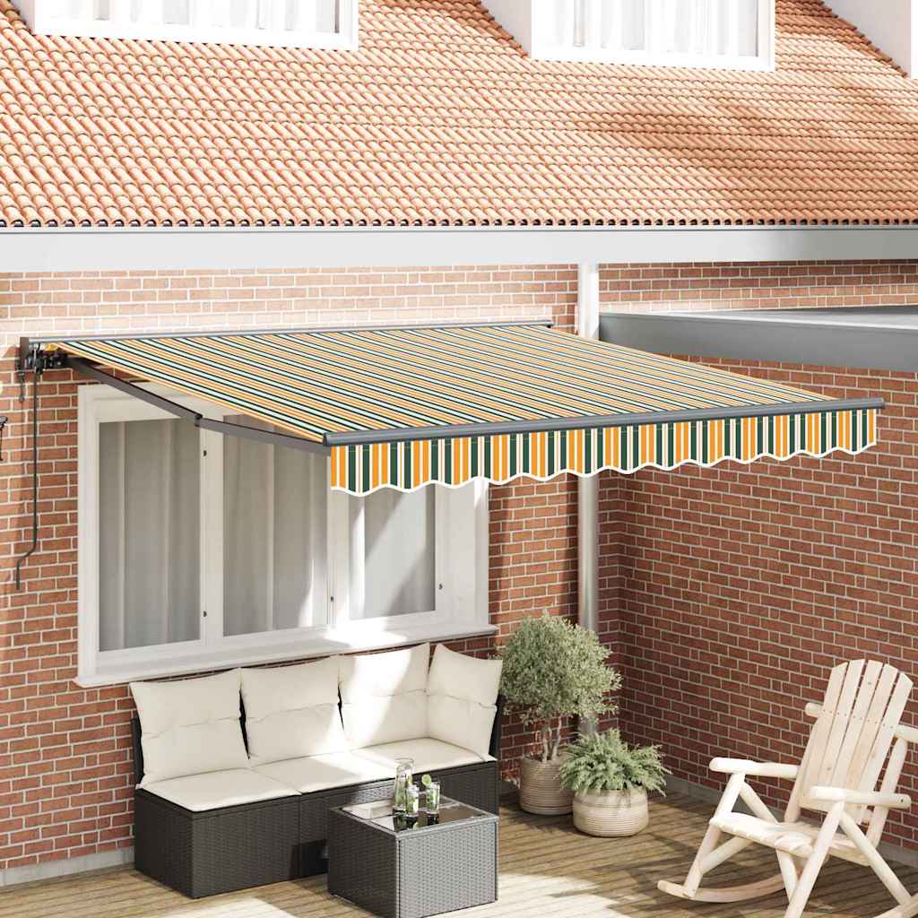 Retractable Awning Green and Yellow 350x250 cm Fabric